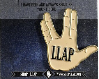 LLAP -Live Long and Prosper- Star Trek Enamel Lapel Pin With Vulcan Hand Salute