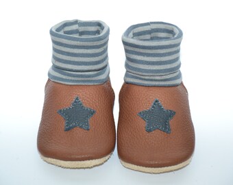 Bio Leder Krabbelschuhe Hausschuhe