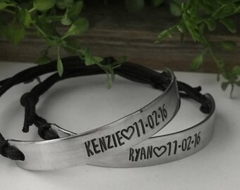 Couples Bracelets Set His Hers - Couples Bracelets - Custom Names set of TWO bracelets