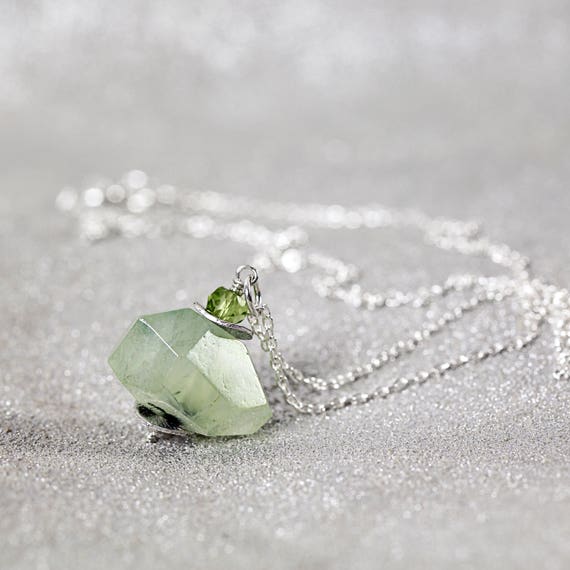 Green Prehnite Pendant - Healing Crystal Necklace