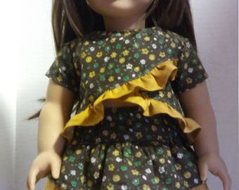Fits 18" Dolls- 2 Piece Outfit (Brown Floral)