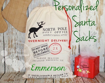 Personalized Santa Sack - Custom Name Christmas Gift Bag