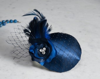 Fascinator Dark Blue, Headdress Blue, Hair Accessories navy, Headdress Elegant, Ladies, Something Blue, Wedding, Mother of the Bride, 2018