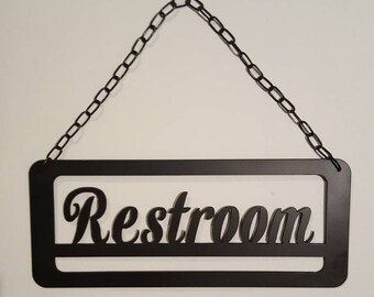 Metal bathroom sign | Etsy