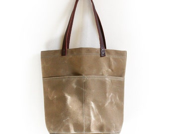 Sand Everyday Tote, Waxed Canvas Bag, Waxed Canvas Tote, Canvas Tote Bag, Minimalist Style, Carry All, Everyday Carry Bag, Simple Tote
