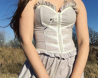 Strapless Corset Gunne Sax Vintage 80's Dress Size 11 27 28 8
