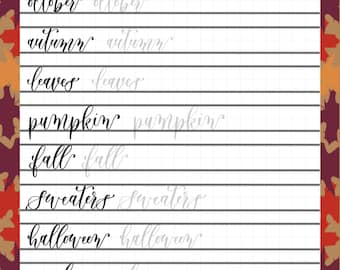 Autumn Lettering Practice Worksheets