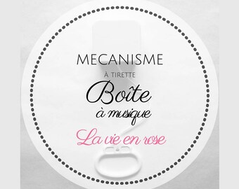 Music box / musical mechanism to string "life in pink(rose)" Edith Piaf