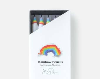 Rainbow Pencils - The SUPER 5 pack, WHITE (recycled paper pencil set for unique stationery addicts)