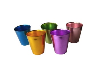 6 Bascal Anodized Aluminum Short Tumbler Set Vintage Kitchenware Vintage Glamping RV Decor Retro Decor Vintage Kitchen Housewarming Gift