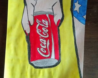 drawing of wonder woman and her can of coke