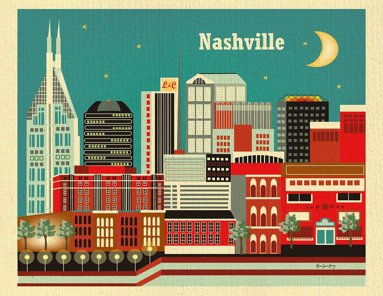 tn epayslip print Skyline Nashville Nashville Art Print Wall Art Nashville
