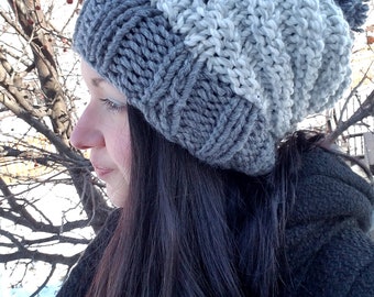 Gray Slouchy Knit Hat