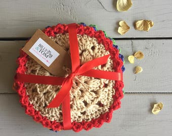 Crochet cotton coasters- pack of 4
