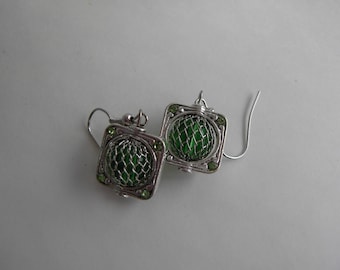Framed Green Earring