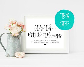 Bathroom Sign Wedding, Ladies Restroom Sign, Bathroom Basket Sign, Its The Little Things, Please Help Yourself Sign, Ladies Bathroom