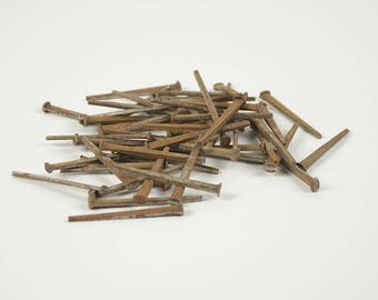 100 Vintage Square Nails, Finish Nails, 2" Square Head Nail, Period Restoration Hardware, Rustic Decor, Old Cut Nails E001