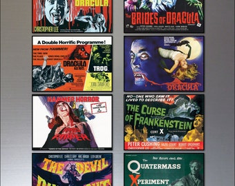 Hammer Horror Film Poster Fridge Magnets - Set of 8 large fridge magnets No.1