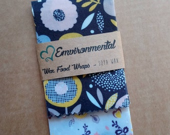 Wax Food Wraps (Beeswax or Soya Wax) - Set of 2