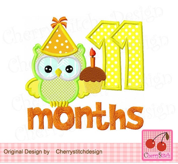 Hibou b b 11 mois nouveau b b Applique de broderie Machine Hibou b b 11 mois nouveau b b Applique de broderie Machine