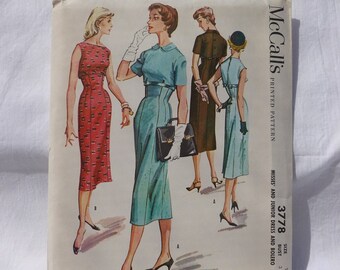 McCalls Pattern #3778 Uncut~~Misses & Junior Dress and Bolero~Size 11/Bust 31 1/2~Copyright 1956~~Wiggle Dress Pattern~~Fitted Dress Pattern