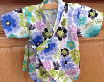 Flower Baby Kimono, Baby Kimono Onesie, Baby Kimono Bodysuit, Baby Kimono, Baby Jinbei, 0-3 Mo, 3-6 Mo, 6-12 Mo