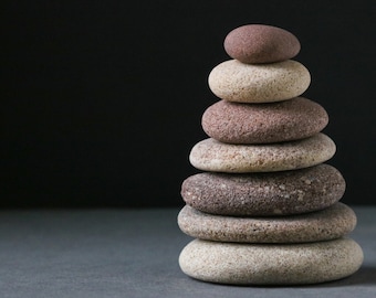 Zen Stone Cairn - Meditation Altar - Stress Relief Gift - Mindfulness - Balance Sculpture - Baltic Sea Pebbles