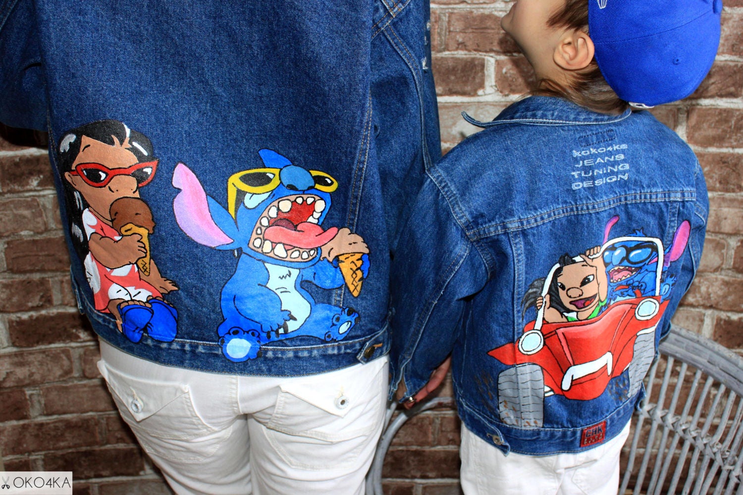 Hand painted denim Jacket with painting Jacket with art work 