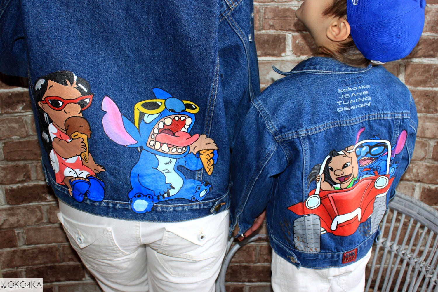 Hand painted denim Jacket with painting Jacket with art work