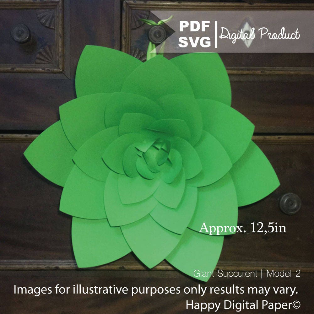 DIY Giant Paper Succulent Model 2 Digital Template PDF and SVG