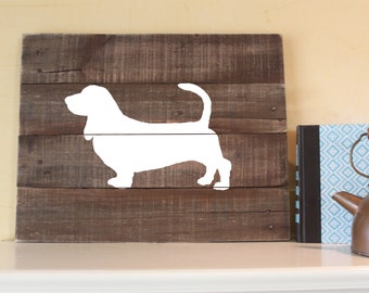 Basset Hound Silhouette - Reclaimed Wood Sign