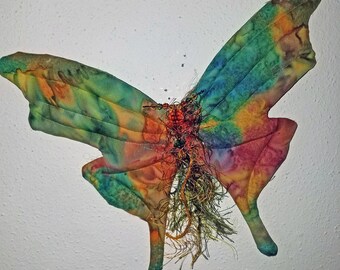 Fiber Sculpted Butterfly wall accent with Swarovski crystal body
