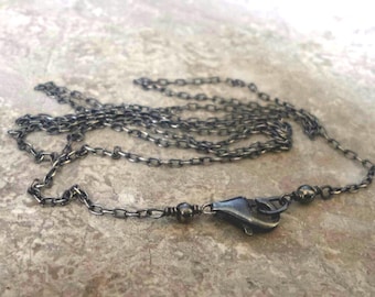 oxidised Sterling silver cable chain necklace sterling silver antiqued chain necklace all lengths Solid silver 925 oxidised cable chain