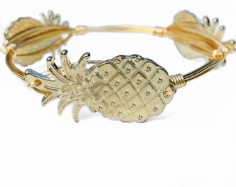 Gold Pineapple Wire Wrapped Bangle