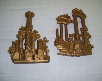 Hollywood Regency Wall Hanging Grecian Gold Homco 1972 Vintage