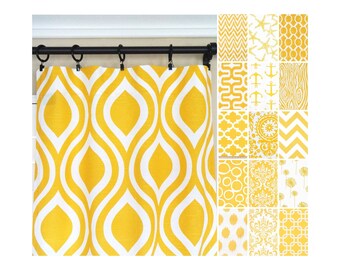 Yellow Window Curtains.Kitchen Curtains.Yellow Curtain Panels.Nautical Curtains.Yellow Drapes.Dandelion Curtains.Damask Drapery