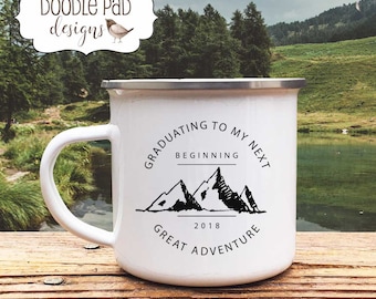 Personalized GRADUATION Camp MUG Senior Gift High School Graduation Gifts with Camping Adventure theme