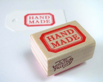 Hand Carved Rubber Stamp, Handmade Label