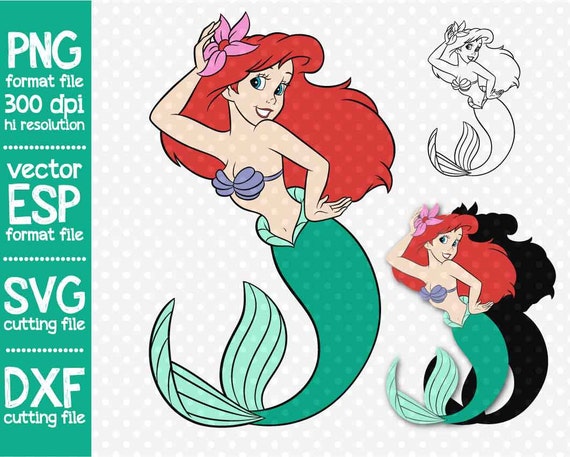 Disney Princess Ariel Clipart SVG Cutting ESP Vectors