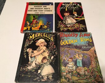 5 raggedy ann hardcover books 1960s