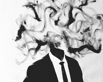 Mess-head no. 011- mixed media - Original Artwork