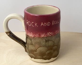 Rock and Roll Mug, large mug, handmade mug, coffee mug