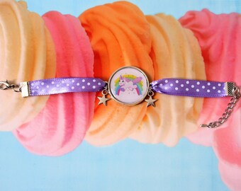 Unicorn personalized Unicorn Rainbow cabochon bracelet