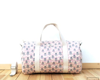 Mini Sport and travel bag-bears and triangles-pink color/sport & Traveler Mini Duffel Bag-color pink-Bear and triangle