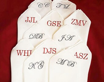 Embroidered Silk Pocket Square - Pocket Square – Groomsmen Gift – Men’s Pocket Square - Wedding Favor - Suit Pocket Square - Tuxedo