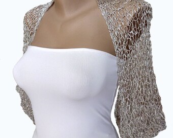 Silver Bridal Shrug, Silver Bridal Bolero, Silver Wedding Shrug, Silver Wedding Bolero, Silver Bolero Shrug, Bridesmaid Bolero, Gift for Her