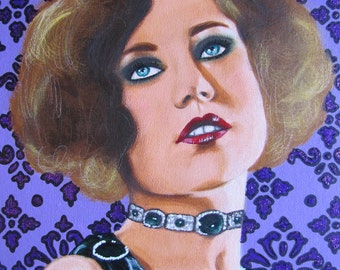 Flapper with Emerald Choker original painting