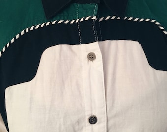VINTAGE WESTERN Button Up Colorblocked