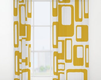 Retro Curtain Panels, Mid Century Modern Curtains, Modern Window Curtains, Modern Drapery, Retro Window Curtains, Retro Drapery Panels