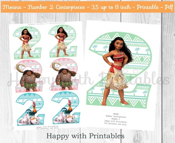 Moana number 2 Centerpieces Moana centerpieces Moana party